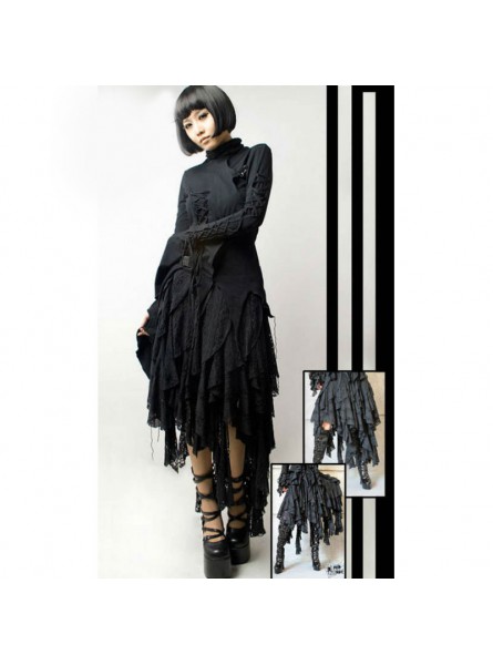 Black mysterious Goth Skirt,Dance-punk,street fashion lolita clothing