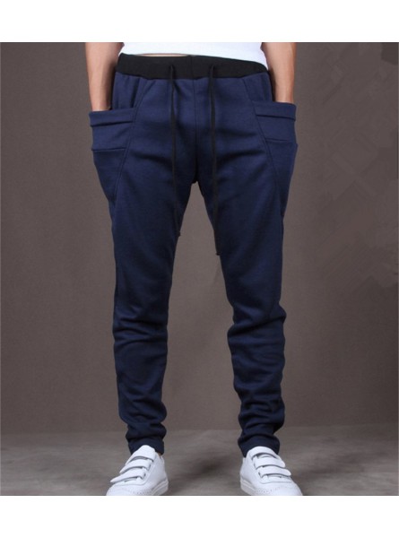New Trend Men Casual Pants High Quality Hip Hop Harem Outwear Pants Big Pockets Solid Sweatpants