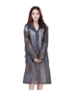 Women  Hooded Waterproof Rain Coat Button Closer Outdoor Windbreak Colorful Ripple Rain Reusable Jacket Poncho
