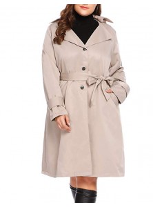 Women's Single Breasted Long Trench Coat with Belt