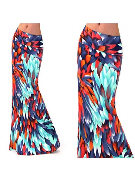 Womens Multicolored Two Tone Damask Printed Maxi Skirt
