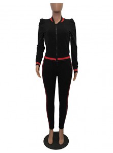 Women's 2 Pieces Outfits Long Sleeve Zipper Jacket and Pants Set Tracksuits