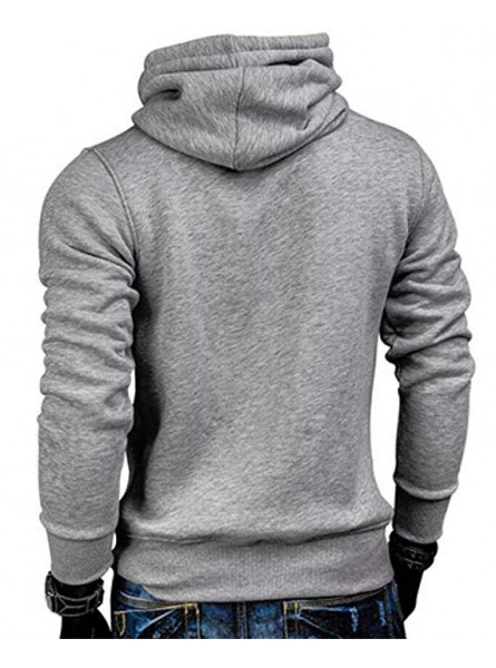 Men Casual Funnel Neck Long Sleeve Hoodie Solid Color Pocket Sweatshirt Pullovers