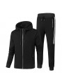 Men's Classic Striped Casual Tracksuit Running Joggers Sports Hooded Jackets & Pants